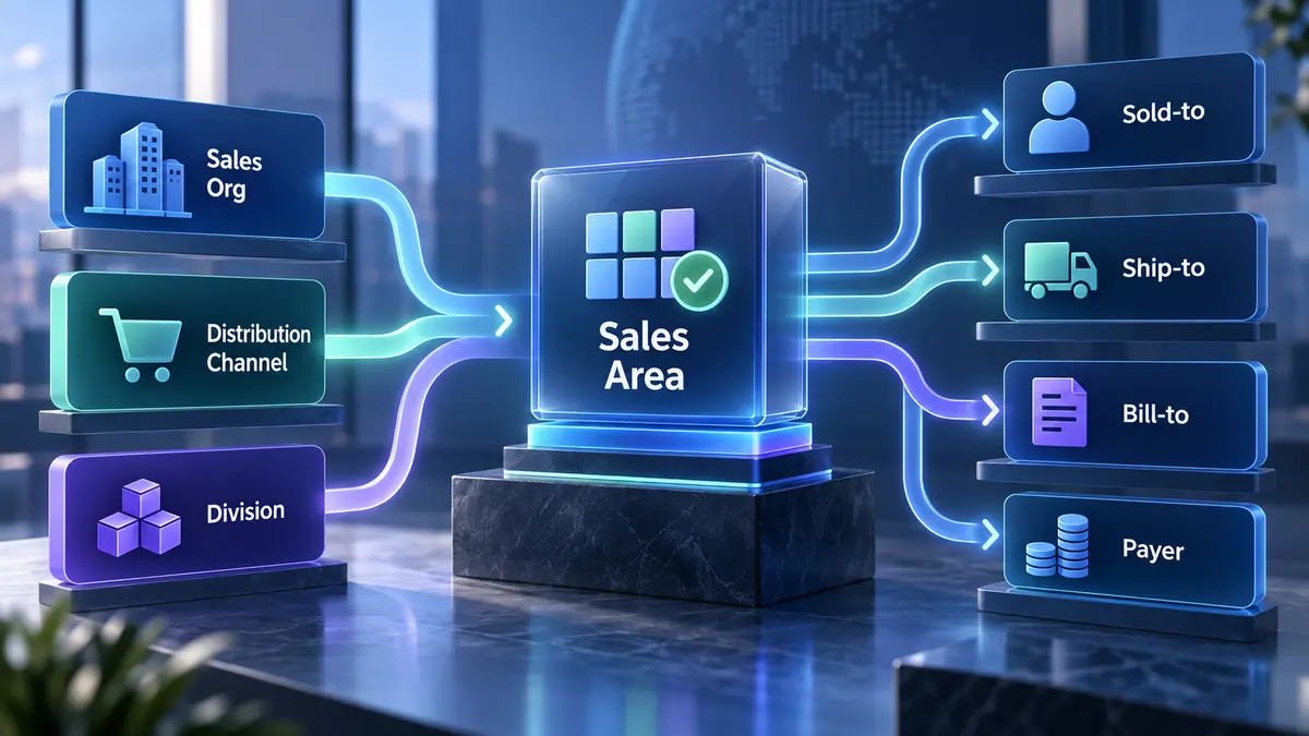 SAP XD01 sales area compound key and customer partner functions