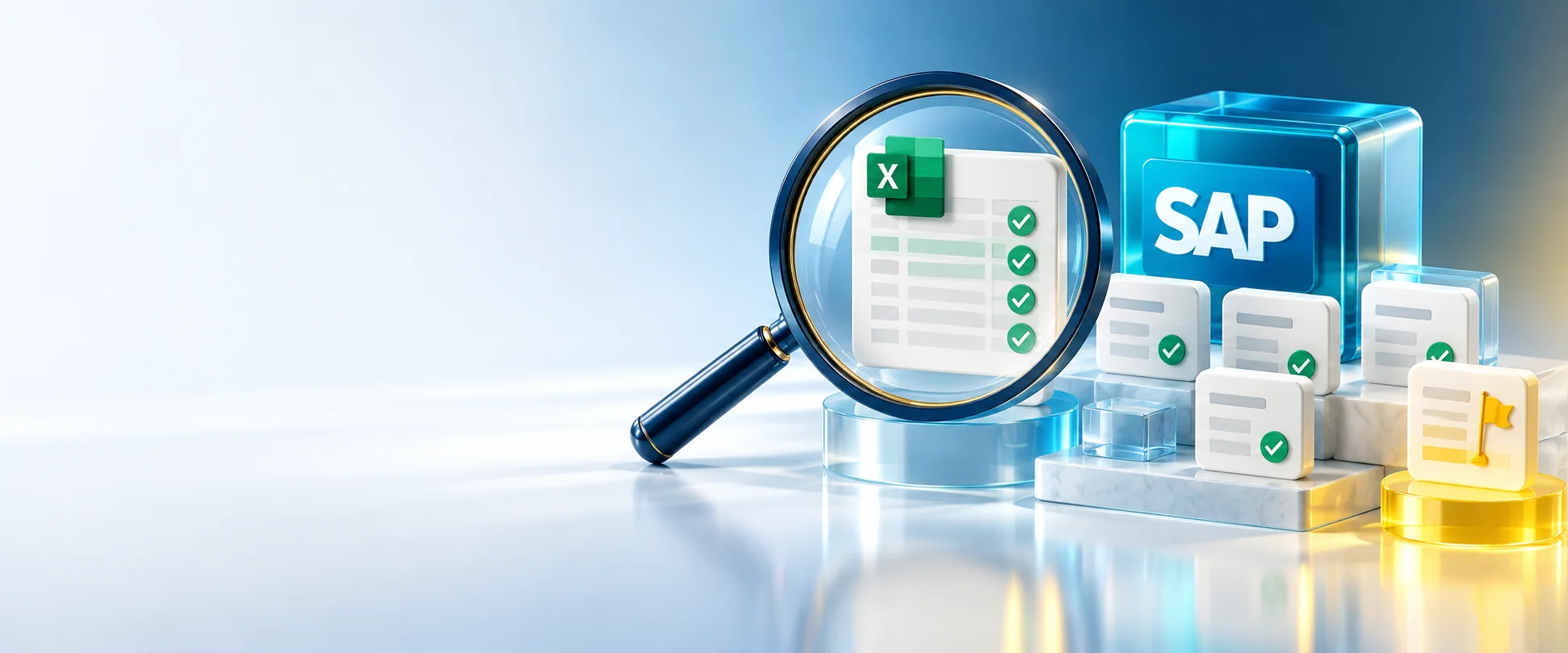 SAP data quality inspection: Excel rows checked before they reach SAP, with one record flagged